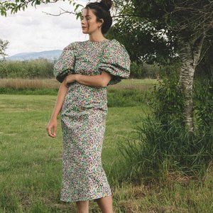 H&M Ballon sleeve floral maxi cotton dress
